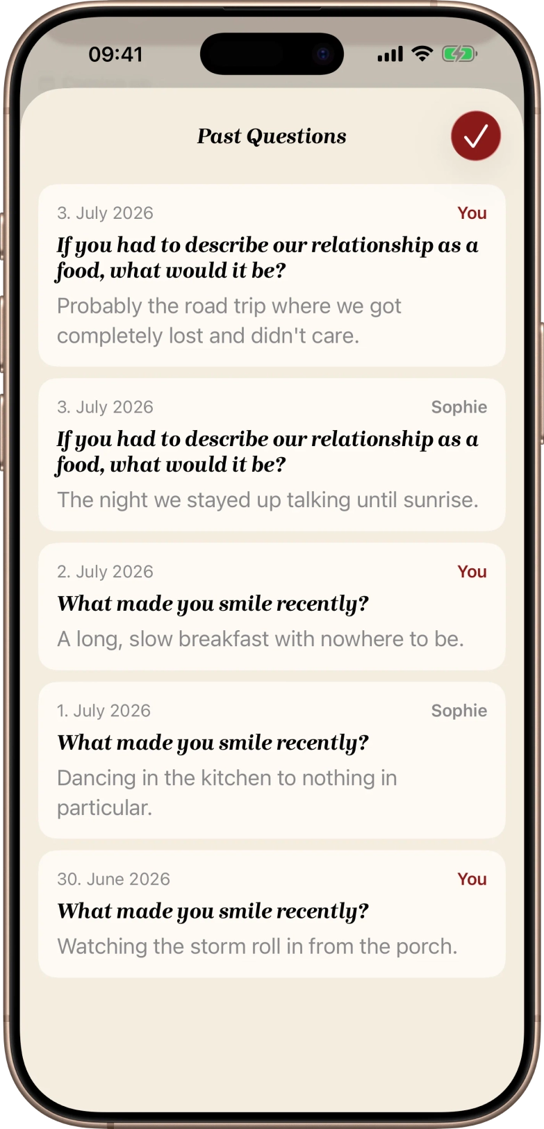 Daily question history