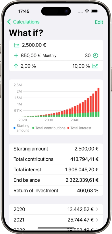Preview screenshot of Invest Calc