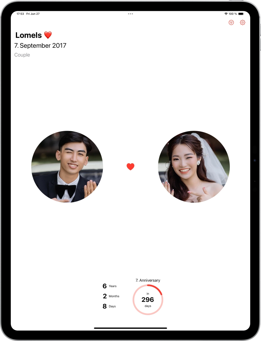 Screenshot of ipad app with dual image option