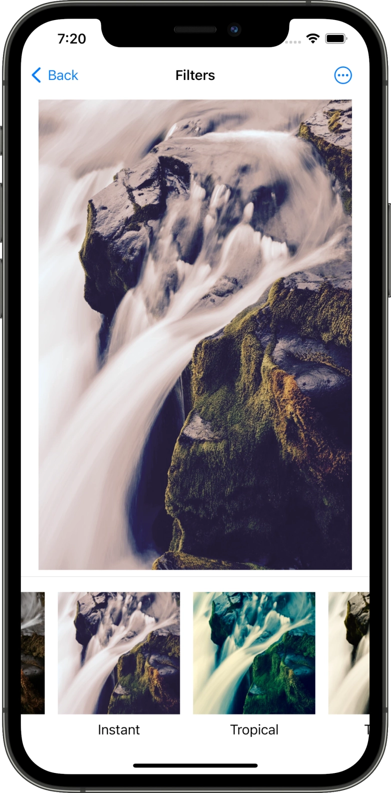 Screenshot of iphone app of the edit image screen