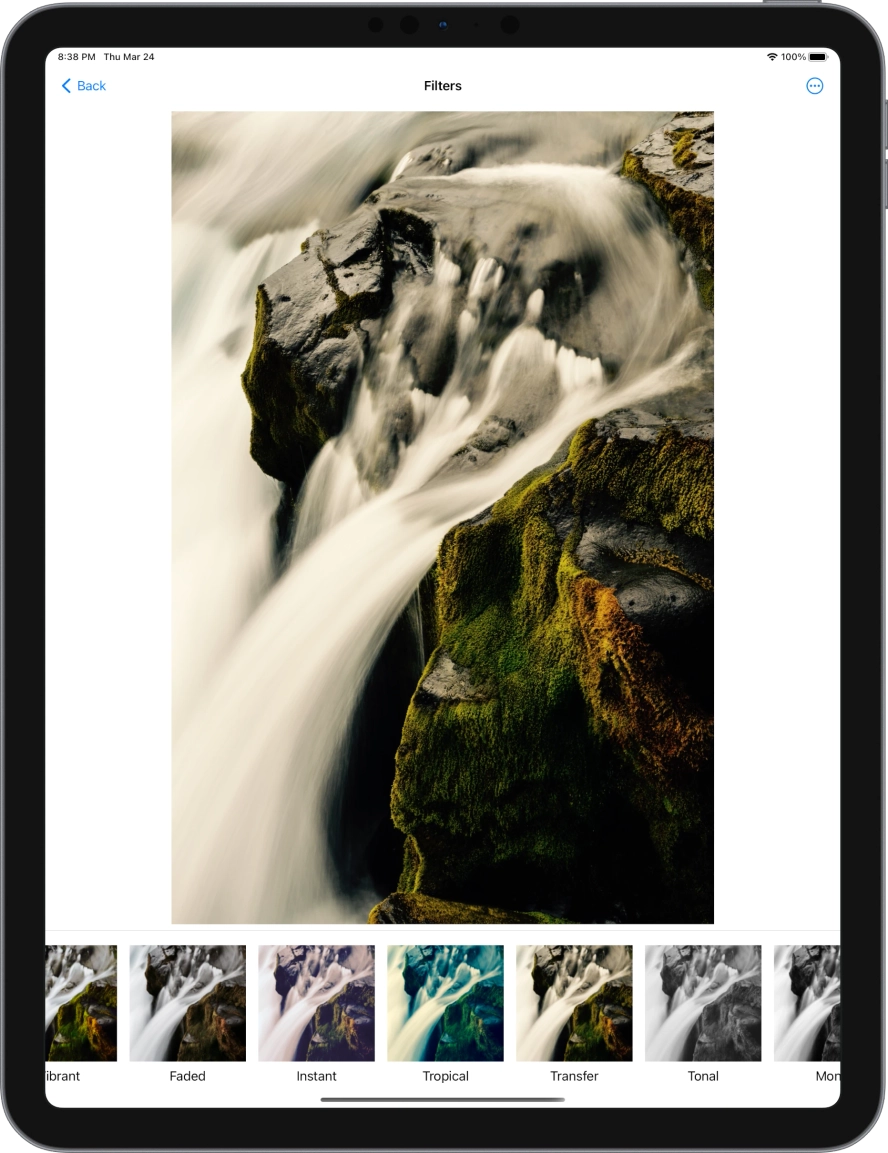 Screenshot of ipad app of the edit image screen