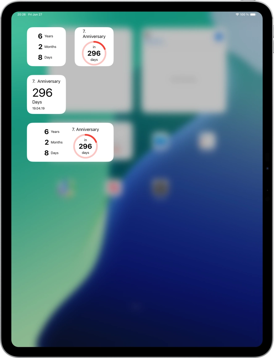 Screenshot of ipad app widgets