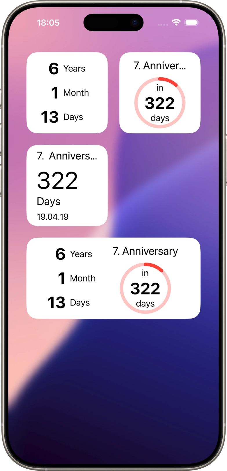 Screenshot of iphone app widgets